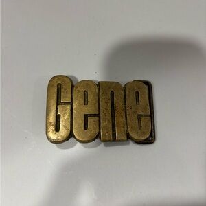 Vintage 1978 Baron Buckles Solid Brass Gene Belt Buckle 3” x 2”